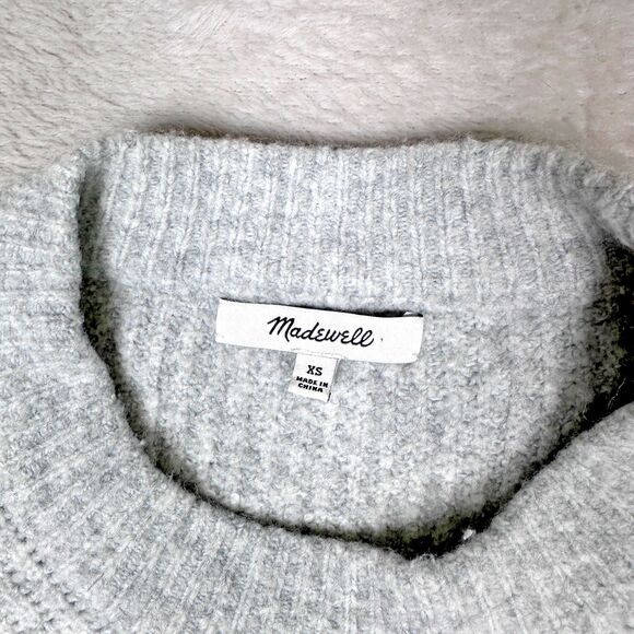 Madewell Sweater Womens XS Gray Bell Sleeve Pullover Merino Wool Blend Crew - Picture 4 of 10